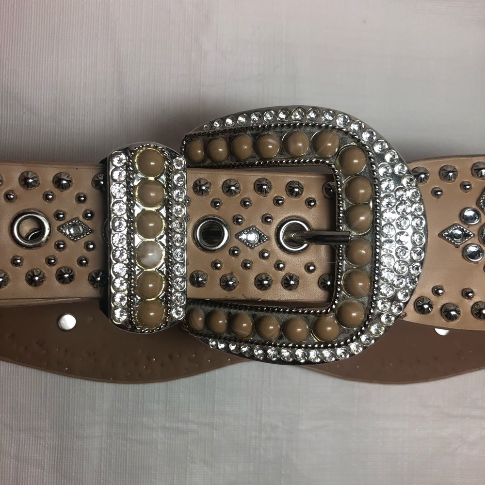 Cara NY Tan Belt with Silver Studs